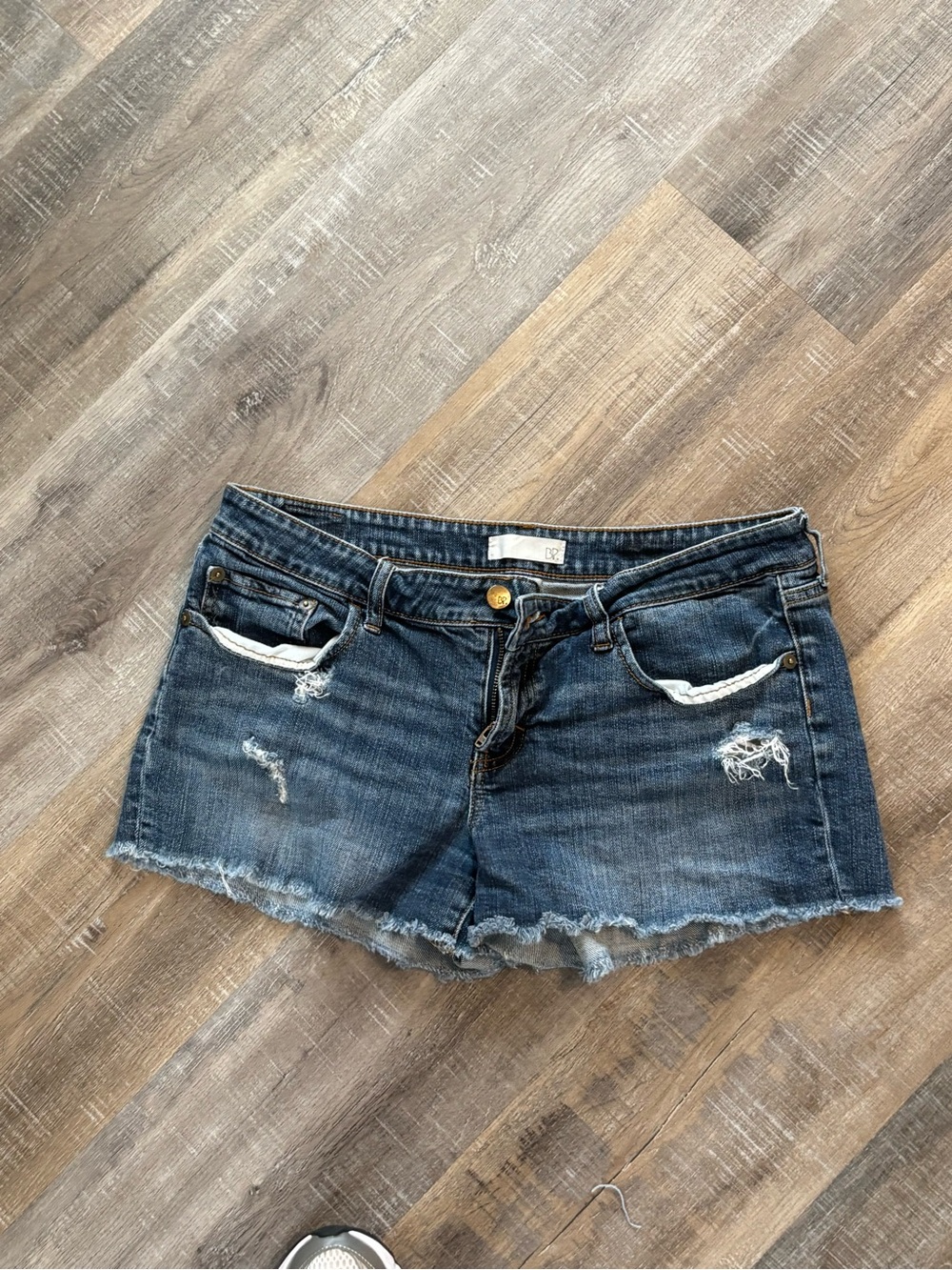 bp Dark Blue Distressed Denim Shorts
